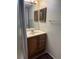 Bathroom with vanity, sink, mirror, and wooden medicine cabinets at 3046 Eastland Blvd # J106, Clearwater, FL 33761