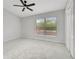 Well-lit bedroom with neutral carpet, ceiling fan, and large window at 3543 High Hampton Cir, Tampa, FL 33610