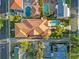 Straight down aerial view of home with orange tile roof and lush backyard pool at 608 Orange Ave, Clearwater, FL 33756