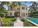 Inviting home with a terracotta roof, manicured landscaping, and a private pool in a desirable location at 608 Orange Ave, Clearwater, FL 33756