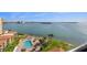 Stunning aerial view of a condo community with pool and waterfront access at 6372 Palma Del Mar S Blvd # 1007, St Petersburg, FL 33715