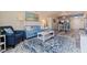 Cozy living room featuring a comfortable blue sofa, stylish rug, and open layout at 6372 Palma Del Mar S Blvd # 1007, St Petersburg, FL 33715