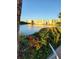 Scenic lake view with lush landscaping and distant buildings, creating a serene backdrop at 10034 64Th N Ave # 11, St Petersburg, FL 33708