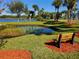 Inviting pond view from outdoor seating area at 10034 64Th N Ave # 11, St Petersburg, FL 33708
