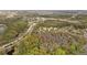 Overhead shot capturing a large neighborhood with scenic roads, mature landscaping, and a tranquil lake at 3543 Watermark Dr, Wesley Chapel, FL 33544