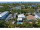 Aerial view of a home with a backyard pool surrounded by lush tropical greenery at 409 Erie Ave, Tampa, FL 33606