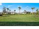 Lush backyard with manicured lawn, framed by palm trees under a clear blue sky, showcasing outdoor living at 4597 Blue Star Ct, North Port, FL 34289