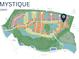 Community map illustrating lot locations, roadways, and nearby amenities within the Mystique development at 4597 Blue Star Ct, North Port, FL 34289