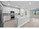 Modern kitchen with white cabinets, stainless steel appliances, and a large island at 4597 Blue Star Ct, North Port, FL 34289