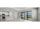 Open-concept living space featuring tiled floors, a kitchen, and sliding glass doors to the patio at 4597 Blue Star Ct, North Port, FL 34289