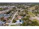 Aerial view of a residential neighborhood featuring mature trees, well-manicured lawns, and nearby golf course at 5232 Kirkwood Ave, Spring Hill, FL 34608