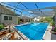 Relaxing screened-in pool area with comfortable seating and clear blue water at 5232 Kirkwood Ave, Spring Hill, FL 34608