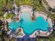 Aerial view of sparkling pool with palm trees, lounge chairs, and resort-style amenities at 10947 Cory Lake Dr, Tampa, FL 33647