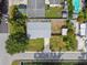 An aerial view of the property showcasing its layout, backyard, and surrounding neighborhood amenities at 1260 S Hillcrest Ave, Clearwater, FL 33756