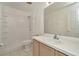 Bright bathroom features tiled floors, vanity and shower at 2263 Fluorshire Dr, Brandon, FL 33511