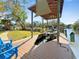 Waterfront boat dock with covered lift and seating, perfect for boating and relaxing by the water at 2632 S Dundee St, Tampa, FL 33629