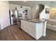 Modern kitchen island with a sink, stainless steel appliances, and white cabinets for a stylish look at 31888 Treasure Dock Isle, Wesley Chapel, FL 33545