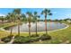 Scenic pond view with mature palm trees creating a tranquil and picturesque setting at 4766 Snook Se Dr, St Petersburg, FL 33705