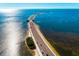 Panoramic aerial view of island and a road with turquoise ocean on each side at 627 Kenneth Way, Tarpon Springs, FL 34689