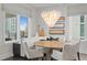 Cozy dining area with a unique chandelier, a view to the outdoors, and designer finishes at 146 4Th Ne Ave # 600, St Petersburg, FL 33701