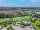 Extensive aerial view of community amenities, including tennis courts, a pool, clubhouse, and mature landscaping at 19432 Whispering Brook Dr, Tampa, FL 33647