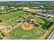 Overhead shot of well-maintained baseball and athletic fields surrounded by lush green spaces at 22647 Eagles Watch Dr, Land O Lakes, FL 34639