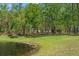 The tree-lined backyard leads down to the pond and provides a picturesque setting at 26290 Hayman Rd, Brooksville, FL 34602