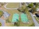 Aerial view of fenced basketball courts with a walking track and parking lot at 4915 Churchill Pl, Land O Lakes, FL 34639