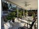 Covered outdoor patio with ceiling fans and comfortable seating area at 7126 Oelsner St, New Port Richey, FL 34652