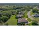 Aerial view of a home near a lake, golf course and other homes at 13551 Carnoustie Cir, Dade City, FL 33525