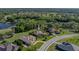 Gorgeous aerial view of home near lake and golf course at 13551 Carnoustie Cir, Dade City, FL 33525