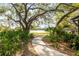 Walkway leading to a lake surrounded by lush trees and vegetation at 14123 Barrington Stowers Dr, Lithia, FL 33547