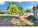 Spacious backyard with mature trees, a trampoline, and a view from the side of the house at 2035 Ronald Cir, Seffner, FL 33584
