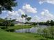 Community lakeside view with palm trees and fountain at 5014 Sterling Manor Dr, Tampa, FL 33647