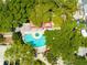Aerial view of the community pool surrounded by lush trees at 3211 W Swann Ave # 602, Tampa, FL 33609