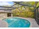 Relaxing screened-in pool with brick pavers and lush green surroundings at 3342 Wedgewood Way, Tarpon Springs, FL 34688