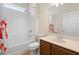 Bathroom with a tub and shower combination, vanity, and tile flooring at 4515 Fieldview Cir, Wesley Chapel, FL 33545