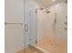 The frameless glass shower includes dual shower heads and bronze hardware at 54 Aegean Ave, Tampa, FL 33606