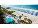 Expansive beachfront features rows of chairs, playful water activities, a inviting pool, and lush palms at 5500 Gulf Blvd # 2229, St Pete Beach, FL 33706