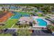 A high angle view showcasing the community center and a sparkling swimming pool at 6239 French Creek Ct, Ellenton, FL 34222