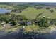 Drone view of property with private pool and long dock at 18253 Townsend House Rd, Dade City, FL 33523