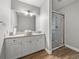 Well-lit bathroom with glass shower and bright vanity at 18253 Townsend House Rd, Dade City, FL 33523