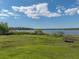 Lake views are visible from the grassy lawn with a dock at 18253 Townsend House Rd, Dade City, FL 33523