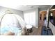 bedroom featuring a uniquely designed bed, decor, and wood flooring at 25631 Bruford Blvd, Land O Lakes, FL 34639
