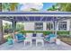 Relaxing poolside lounge area with comfortable seating, serene landscaping, and stylish decor for ultimate relaxation at 4926 Pamplona Ct, Wimauma, FL 33598