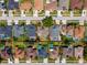 An overhead shot showcases home with a private pool, set in a neighborhood with green yards and street parking at 5123 Whispering Leaf Trl, Valrico, FL 33596
