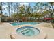 Community pool and spa area surrounded by trees and lounge chairs at 8419 Laurelon Pl, Temple Terrace, FL 33637