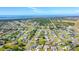 Overhead view of a charming residential area, highlighting the verdant landscaping, sidewalks, and proximity to a wide river at 26 Clintwood Ave, Englewood, FL 34223