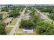 An aerial view capturing the home's location within a vibrant neighborhood near downtown with a clear view of city buildings at 4005 W Nassau St, Tampa, FL 33607