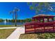 Community gazebo overlooking a tranquil lake with a fountain, perfect for relaxing afternoons at 5427 Springwood Blvd # 5427, Pinellas Park, FL 33782
